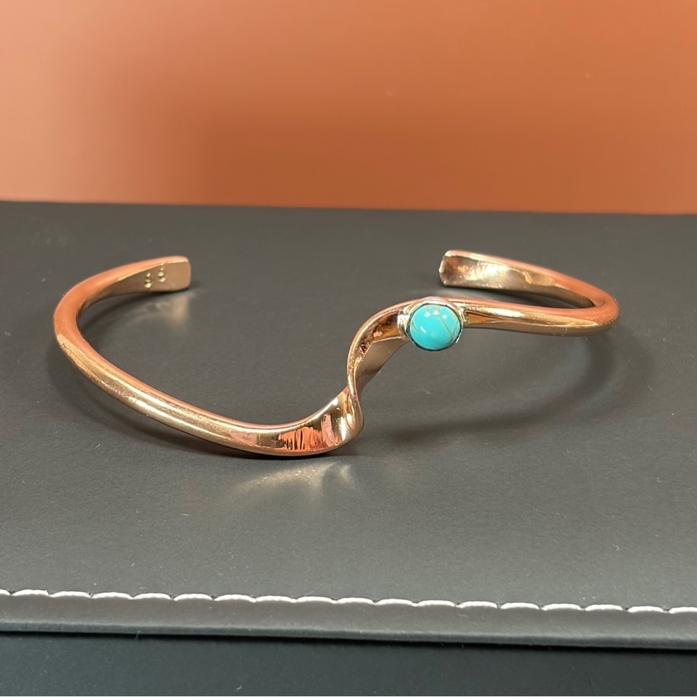 Glen Sandoval Signed Native American Cuff Single Copper & Turquoise